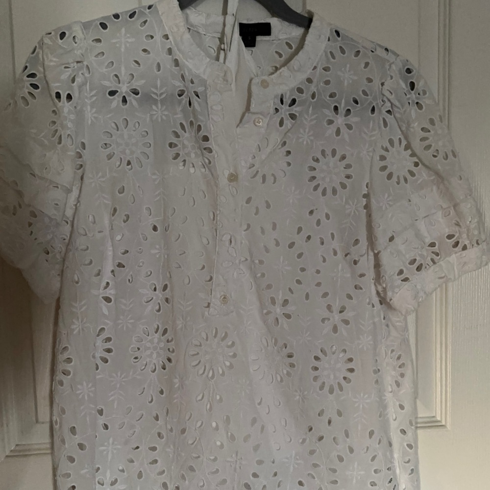 J. Crew Cream Eyelet Button-Up Shirt